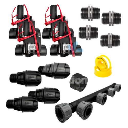 Hunter Irrigation Sprinkler Manifold – 4-Zone Set with 1" PGV Solenoid Valves