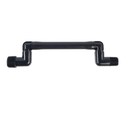 Flexible swing arm pipe assembly with male BSP threads for lawn watering systems.