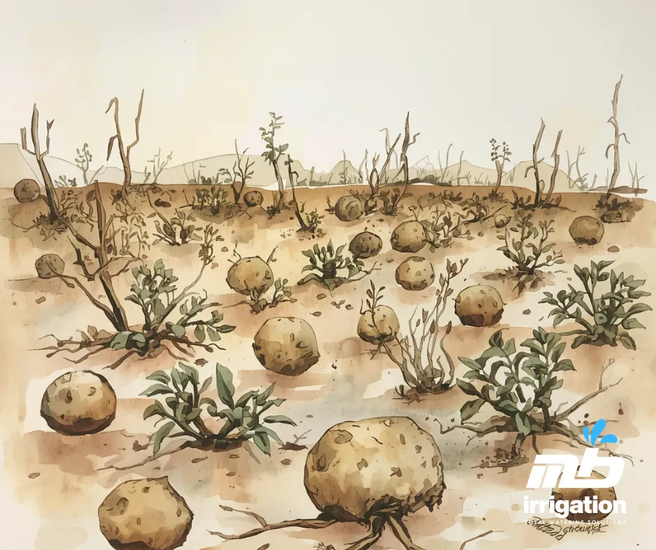 Potatoes are sensitive to water shortages.