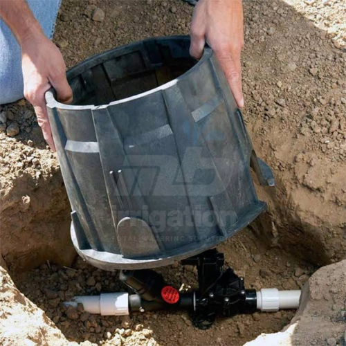 Rain Bird 10 inch round valve box VBA series RA9198 for garden irrigation systems.