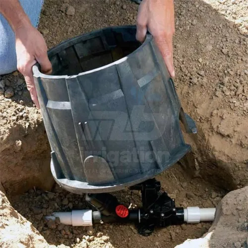 Rain Bird 10 inch round valve box VBA series RA9198 for garden irrigation systems.