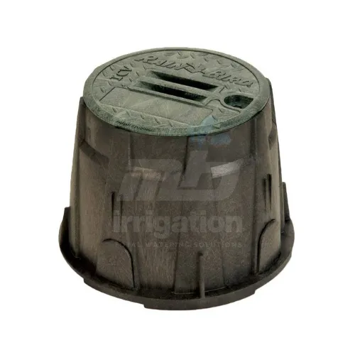 Rain Bird 10 inch round valve box VBA series RA9198 for garden irrigation systems.