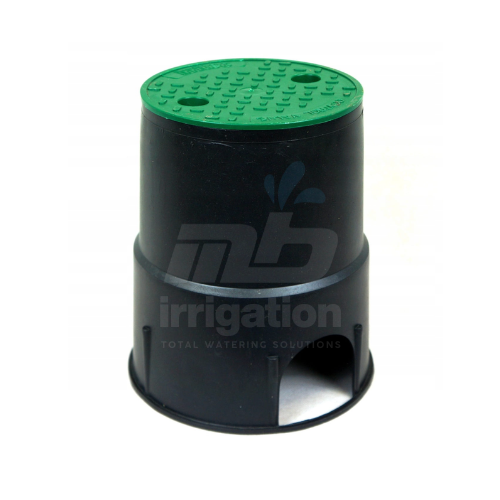 Irritec 10 inch round economy valve box RA8350D with green lid for UK gardens