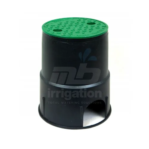 Irritec 10 inch round economy valve box RA8350D with green lid for UK gardens