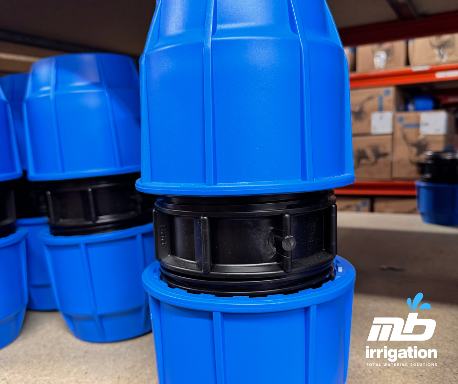 MDPE compression fittings used for garden irrigation pipes